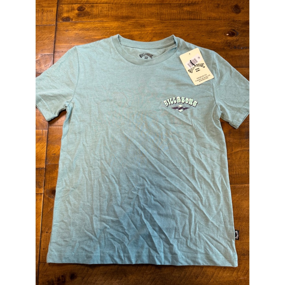 Billabong T-Shirt Teal Cotton Blend Surf Graphic Tee NWT Coastal Beach